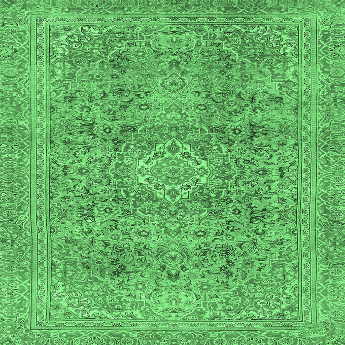 Square Machine Washable Abstract Emerald Green Modern Area Rugs, wshabs2871emgrn