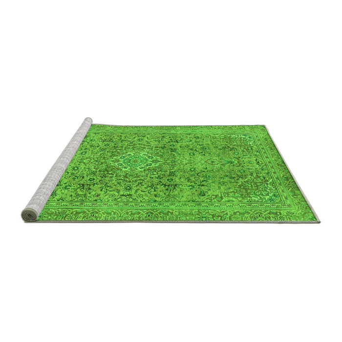 Sideview of Machine Washable Abstract Green Modern Area Rugs, wshabs2871grn