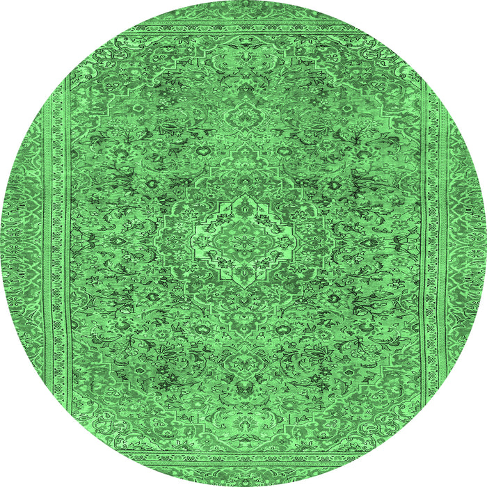Round Abstract Emerald Green Modern Rug, abs2871emgrn