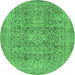 Round Abstract Emerald Green Modern Rug, abs2871emgrn