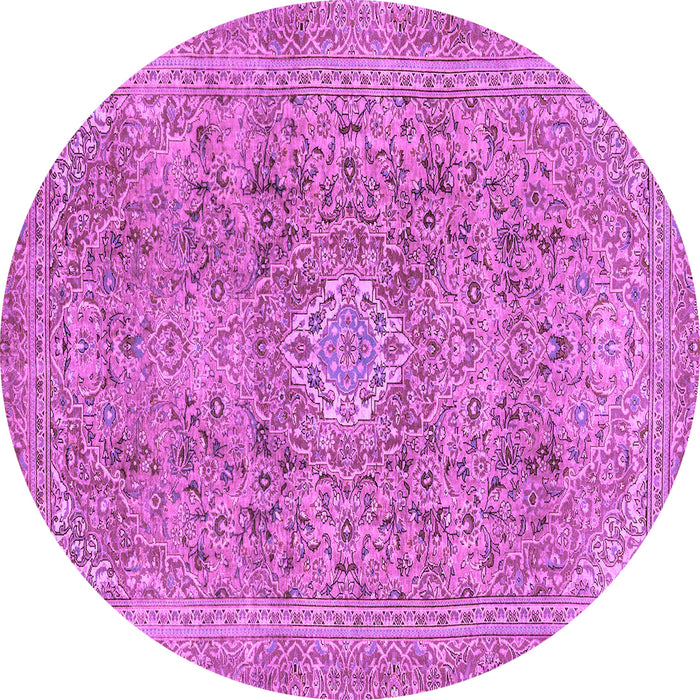 Round Machine Washable Abstract Purple Modern Area Rugs, wshabs2871pur