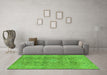 Machine Washable Abstract Green Modern Area Rugs in a Living Room,, wshabs2871grn