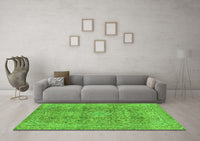 Machine Washable Abstract Green Modern Rug, wshabs2871grn