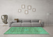 Machine Washable Abstract Turquoise Modern Area Rugs in a Living Room,, wshabs2871turq