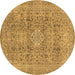 Round Machine Washable Abstract Brown Modern Rug, wshabs2871brn