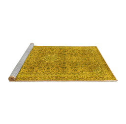 Sideview of Machine Washable Abstract Yellow Modern Rug, wshabs2871yw