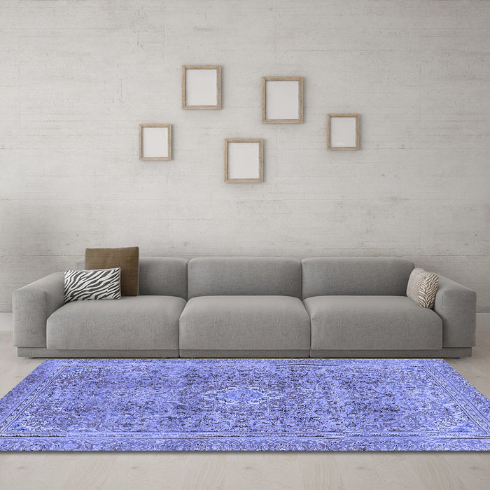 Machine Washable Abstract Blue Modern Rug in a Living Room, wshabs2871blu