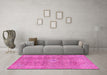 Machine Washable Abstract Pink Modern Rug in a Living Room, wshabs2871pnk