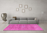 Machine Washable Abstract Pink Modern Rug, wshabs2871pnk