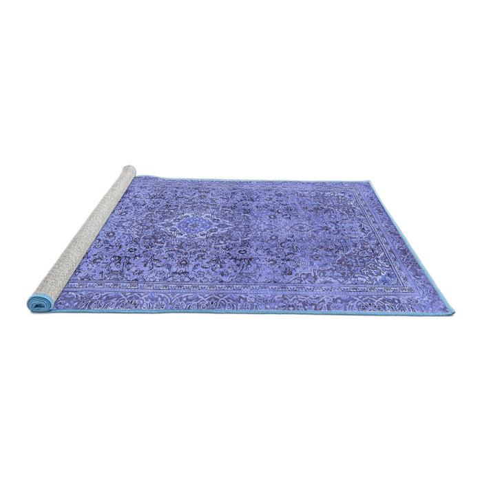 Sideview of Machine Washable Abstract Blue Modern Rug, wshabs2871blu
