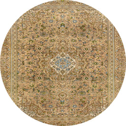 Round Abstract Light Brown Modern Rug, abs2871