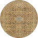 Round Abstract Light Brown Modern Rug, abs2871