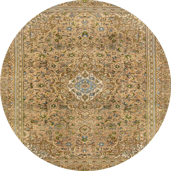 Round Machine Washable Abstract Light Brown Rug, wshabs2871