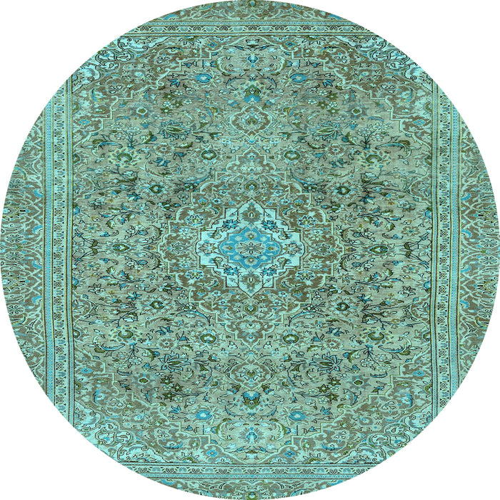 Round Abstract Light Blue Modern Rug, abs2871lblu