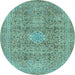 Round Abstract Light Blue Modern Rug, abs2871lblu