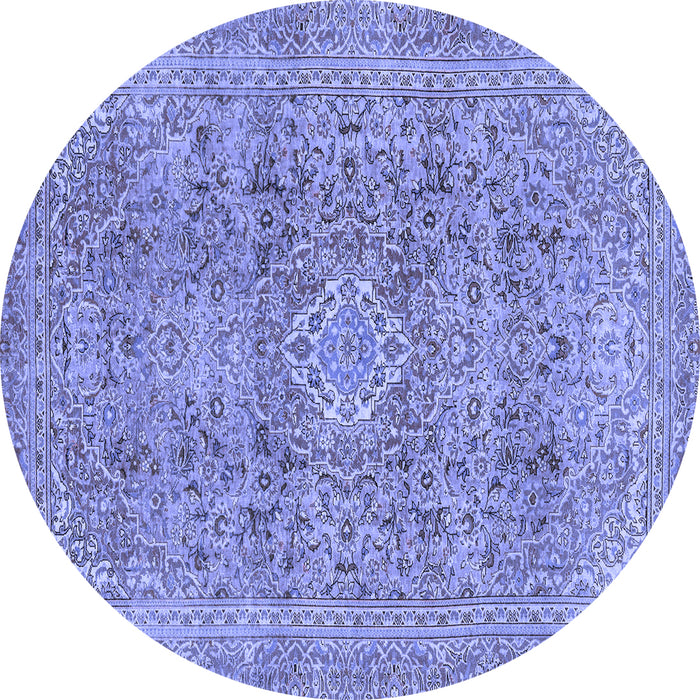 Round Machine Washable Abstract Blue Modern Rug, wshabs2871blu