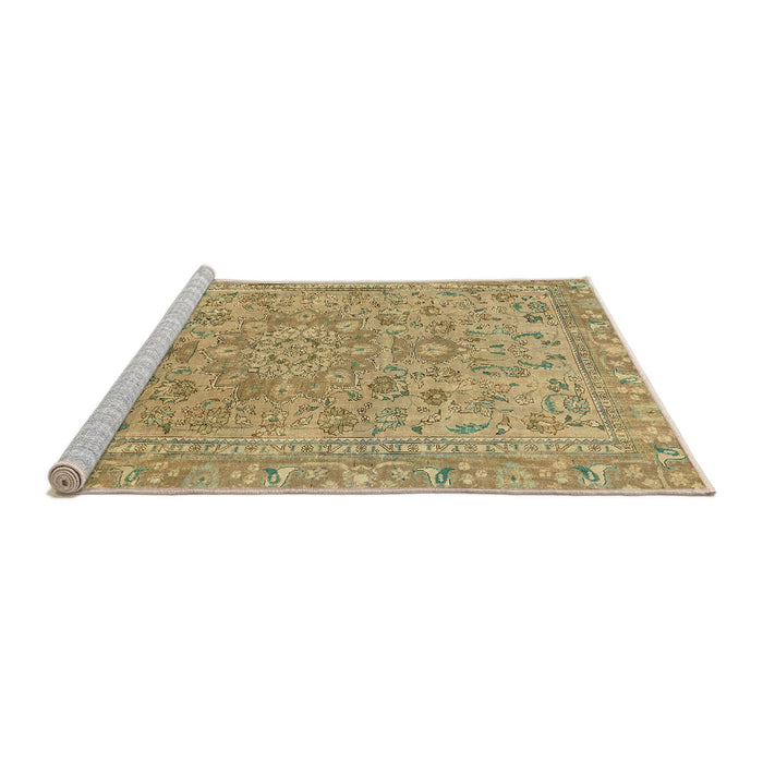 Sideview of Machine Washable Abstract Metallic Gold Rug, wshabs2872