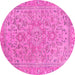 Round Abstract Pink Modern Rug, abs2872pnk