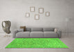 Machine Washable Abstract Green Modern Area Rugs in a Living Room,, wshabs2872grn