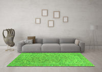 Machine Washable Abstract Green Modern Rug, wshabs2872grn