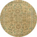 Round Machine Washable Abstract Metallic Gold Rug, wshabs2872