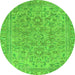 Round Machine Washable Abstract Green Modern Area Rugs, wshabs2872grn