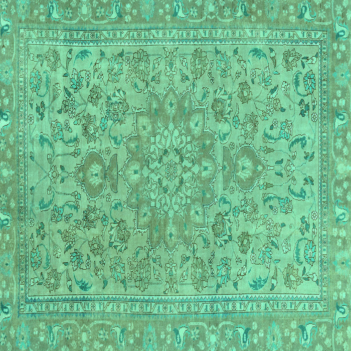 Square Machine Washable Abstract Turquoise Modern Area Rugs, wshabs2872turq