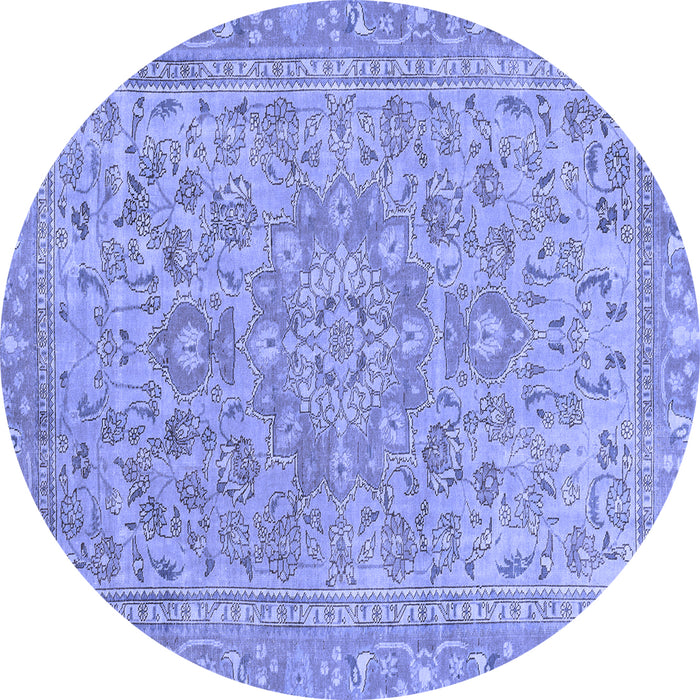 Round Abstract Blue Modern Rug, abs2872blu