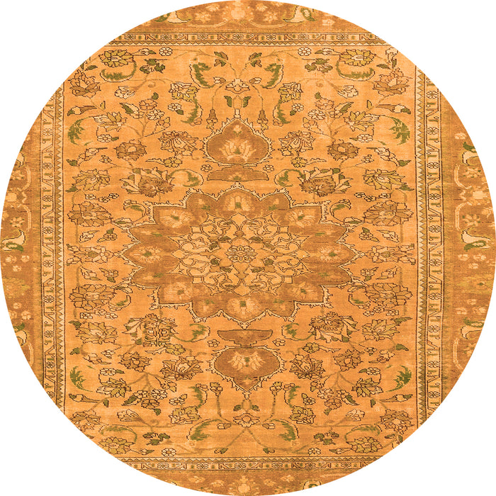 Round Abstract Orange Modern Rug, abs2872org