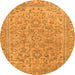 Round Abstract Orange Modern Rug, abs2872org