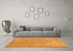 Machine Washable Abstract Orange Modern Area Rugs in a Living Room, wshabs2872org