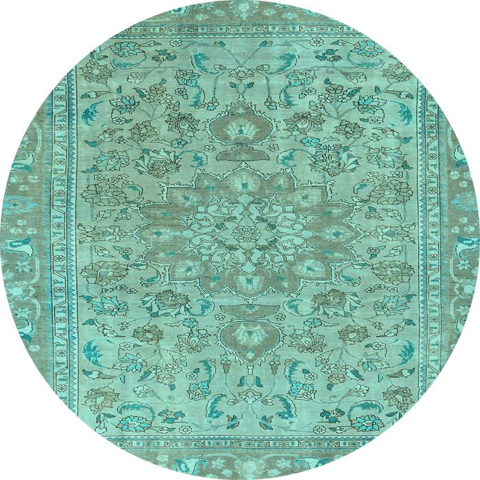 Round Abstract Light Blue Modern Rug, abs2872lblu