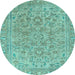 Round Abstract Light Blue Modern Rug, abs2872lblu