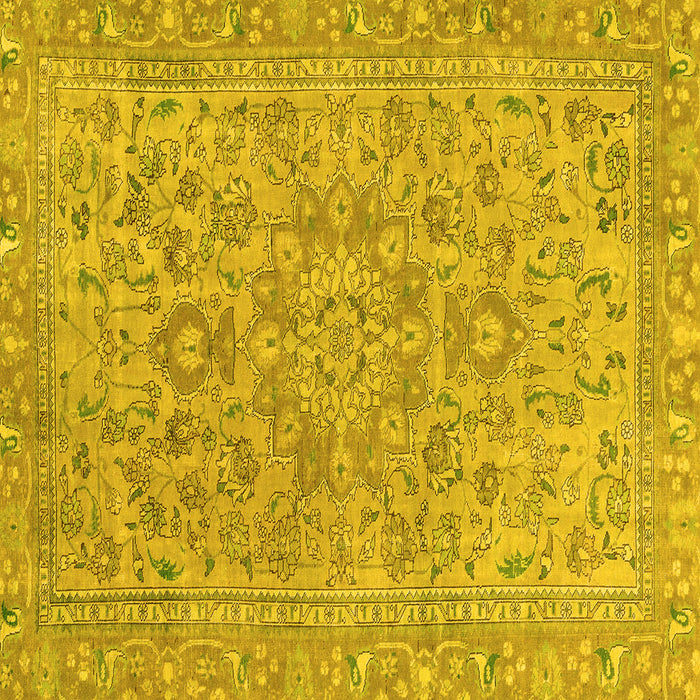 Square Abstract Yellow Modern Rug, abs2872yw