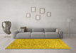 Machine Washable Abstract Yellow Modern Rug in a Living Room, wshabs2872yw