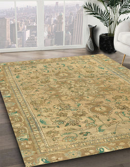 Machine Washable Abstract Metallic Gold Rug in a Family Room, wshabs2872