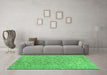 Machine Washable Abstract Emerald Green Modern Area Rugs in a Living Room,, wshabs2872emgrn