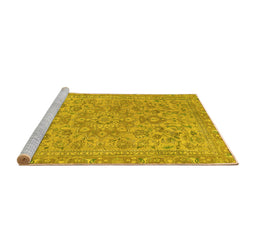 Sideview of Machine Washable Abstract Yellow Modern Rug, wshabs2872yw