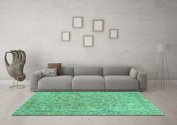 Machine Washable Abstract Turquoise Modern Area Rugs in a Living Room,, wshabs2872turq