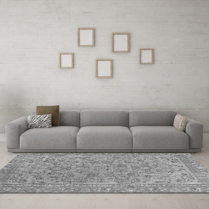 Machine Washable Abstract Gray Modern Rug in a Living Room,, wshabs2872gry