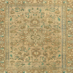 Square Machine Washable Abstract Metallic Gold Rug, wshabs2872