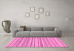 Machine Washable Abstract Pink Modern Rug in a Living Room, wshabs2873pnk