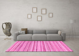 Machine Washable Abstract Pink Modern Rug in a Living Room, wshabs2873pnk