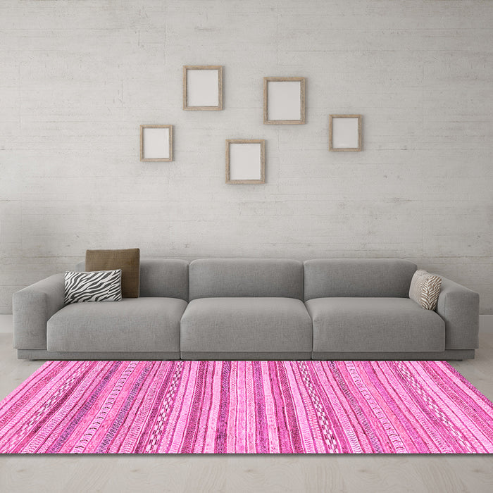 Machine Washable Abstract Pink Modern Rug in a Living Room, wshabs2873pnk