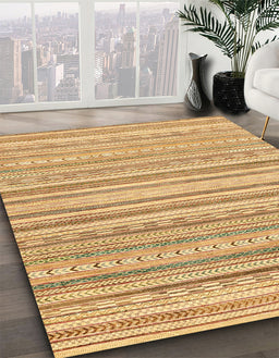 Abstract Chrome Gold Yellow Modern Rug in Family Room, abs2873