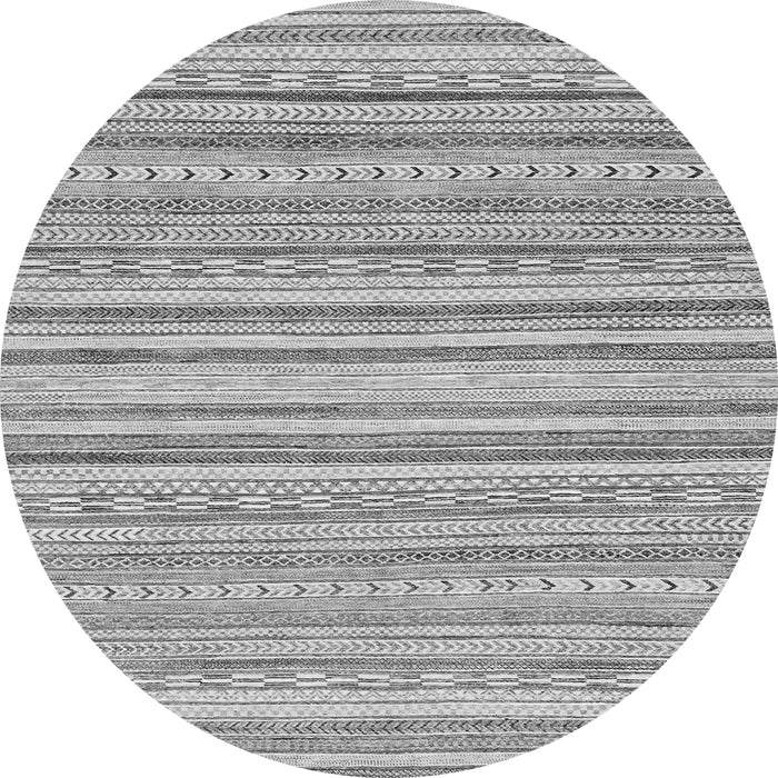 Round Machine Washable Abstract Gray Modern Rug, wshabs2873gry