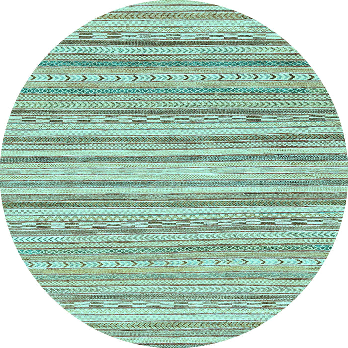 Round Abstract Light Blue Modern Rug, abs2873lblu