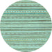 Round Abstract Light Blue Modern Rug, abs2873lblu