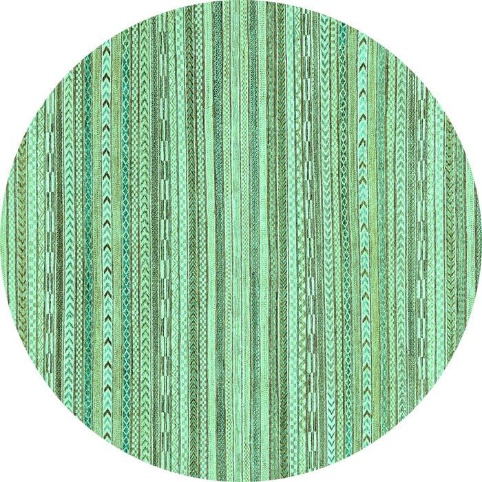 Round Machine Washable Abstract Turquoise Modern Area Rugs, wshabs2873turq