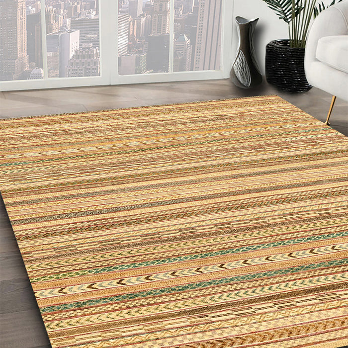 Abstract Chrome Gold Yellow Modern Rug in Family Room, abs2873